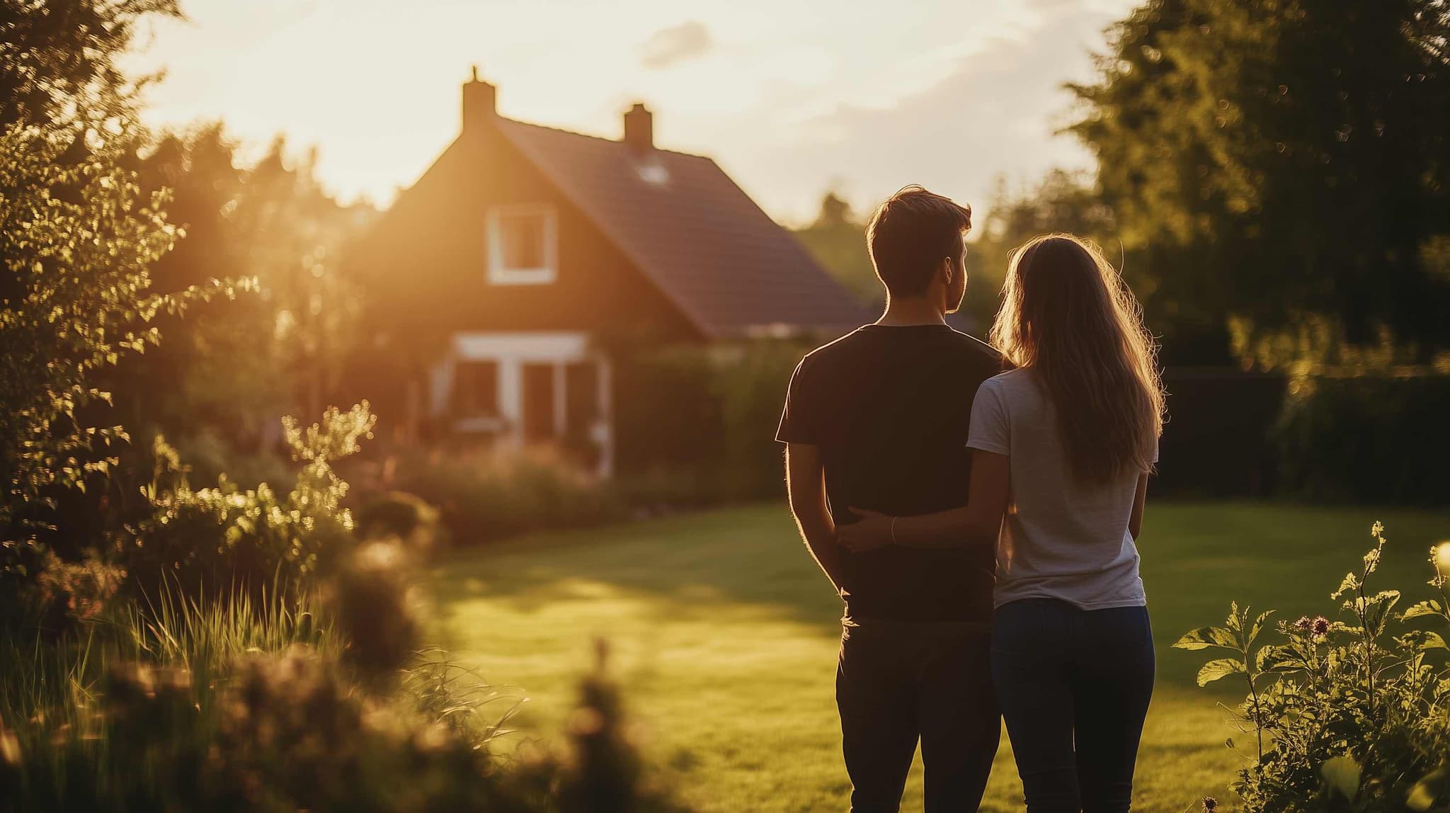 Couple looking at their new home